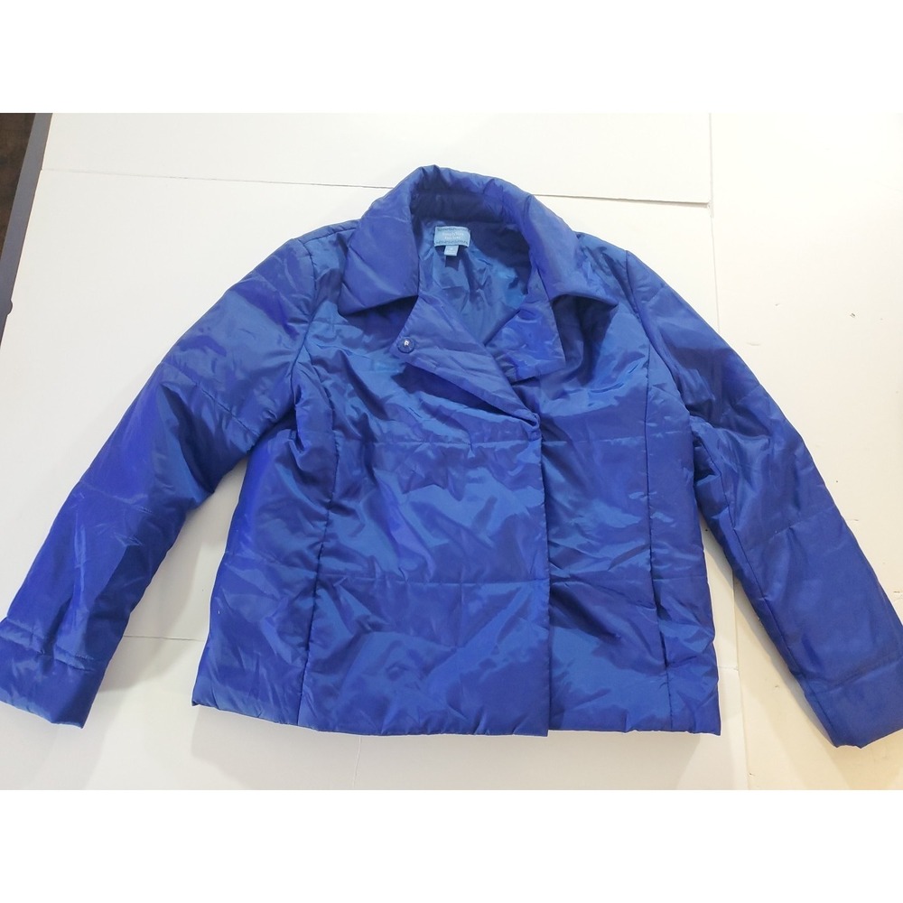 Simply‎ Vera Vera Wang Blue Puffer Jacket Quilted Coat Women's Med Snap Closure
